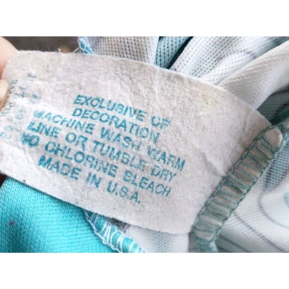 Vintage 1970s Turquoise & White Hawaiian Style House Dress/Robe - Size Small - Picture 6 of 9